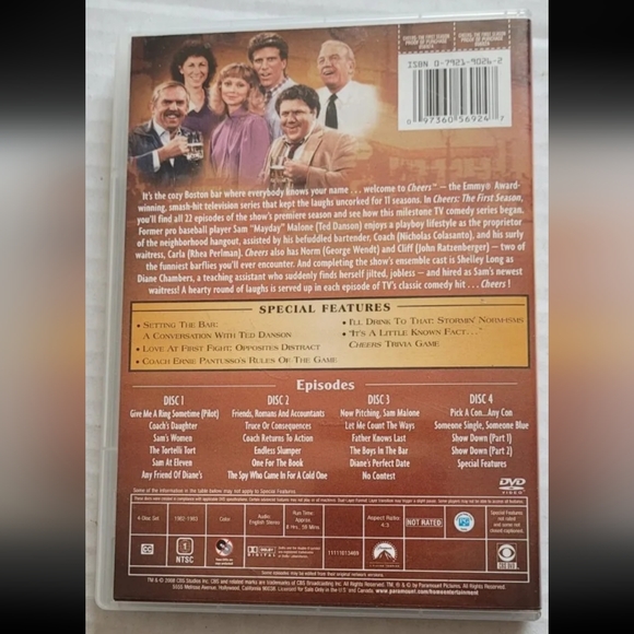 Cheers The Complete First Season 1 (4-DVD Set, Region 1) - Picture 2 of 7